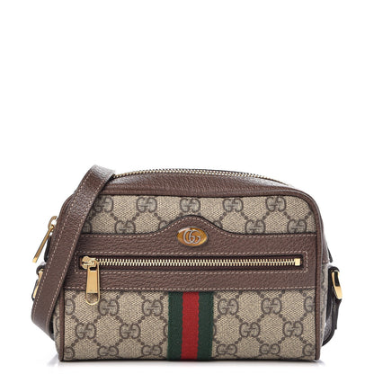 Gucci GG Supreme Monogram Web Mini Ophidia Shoulder Bag Brown 1 of 7