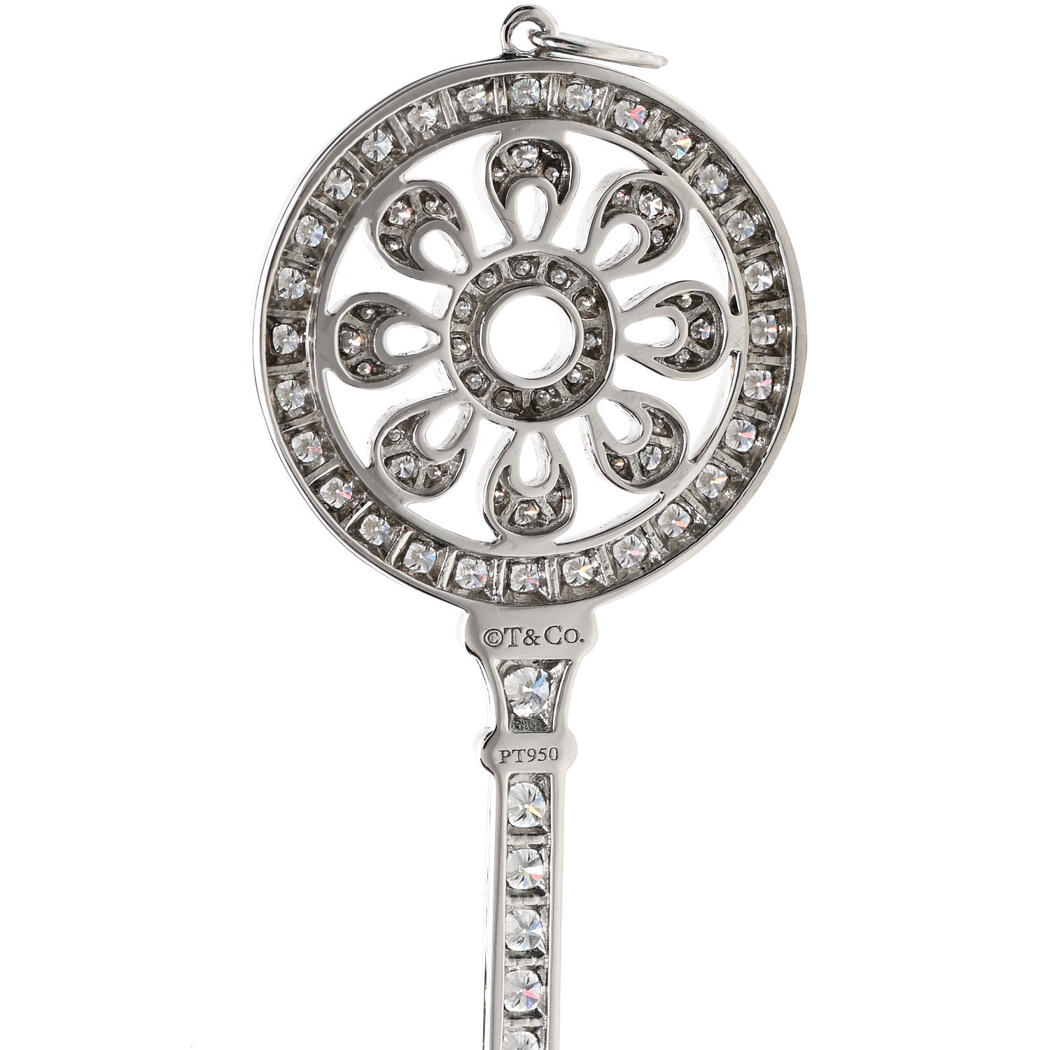 Tiffany Platinum Diamond Petals Key Pendant 4 of 5