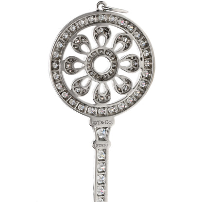 Tiffany Platinum Diamond Petals Key Pendant 4 of 5