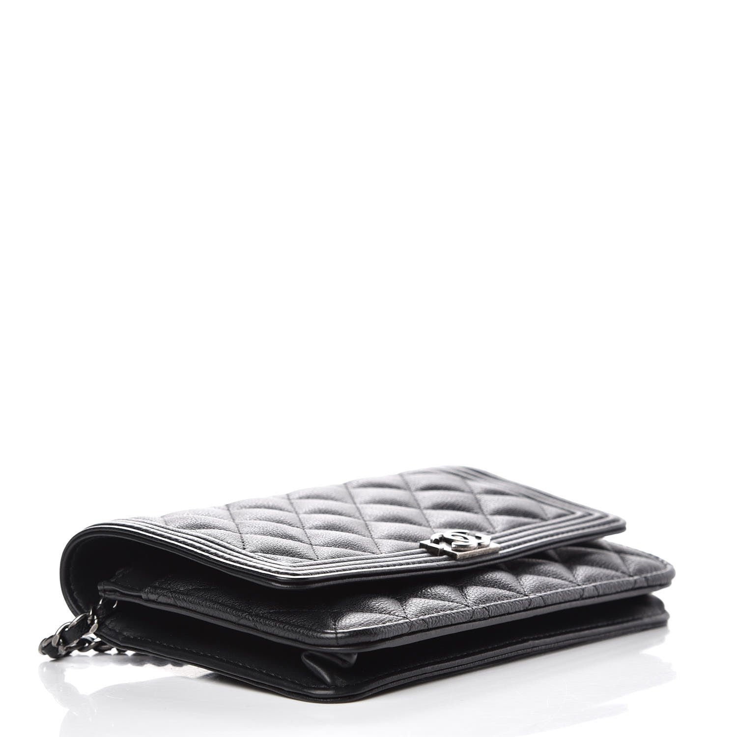 Chanel Calfskin Quilted Boy Wallet On Chain WOC Black 4 of 9