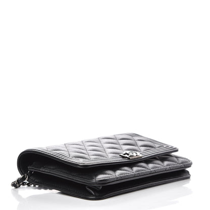 Chanel Calfskin Quilted Boy Wallet On Chain WOC Black 4 of 9