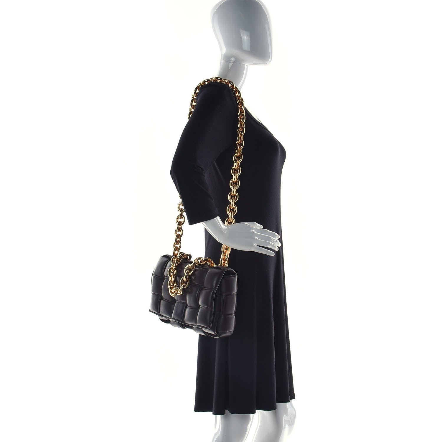 Bottega Veneta Lambskin Maxi Intreccio Padded Chain Cassette Crossbody Bag Black 2 of 9