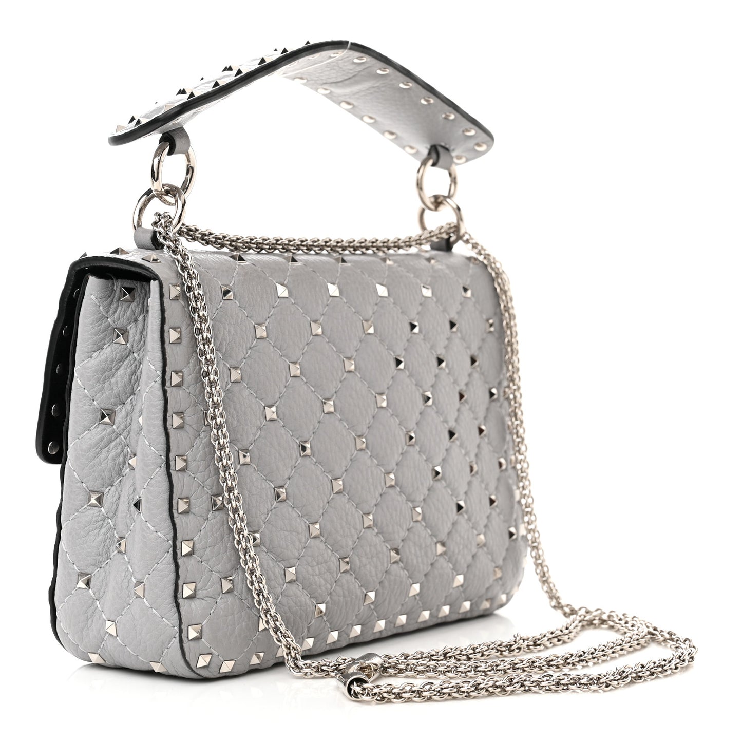 Grained Calfskin Ombre Medium Rockstud Spike Shoulder Bag Grey