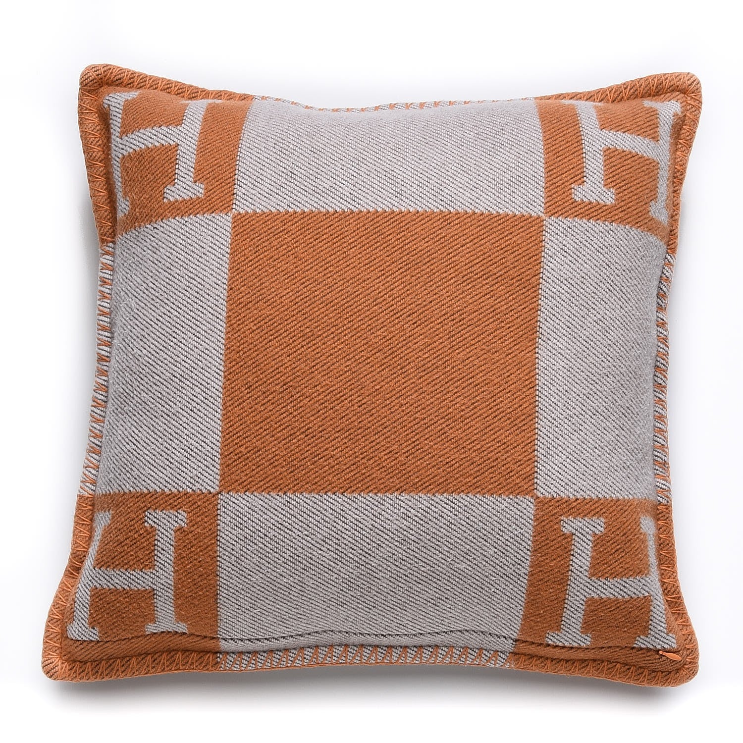 Hermes Wool Cashmere Avalon Pillow GM Ecru Potiron 3 of 5