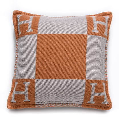 Hermes Wool Cashmere Avalon Pillow GM Ecru Potiron 3 of 5