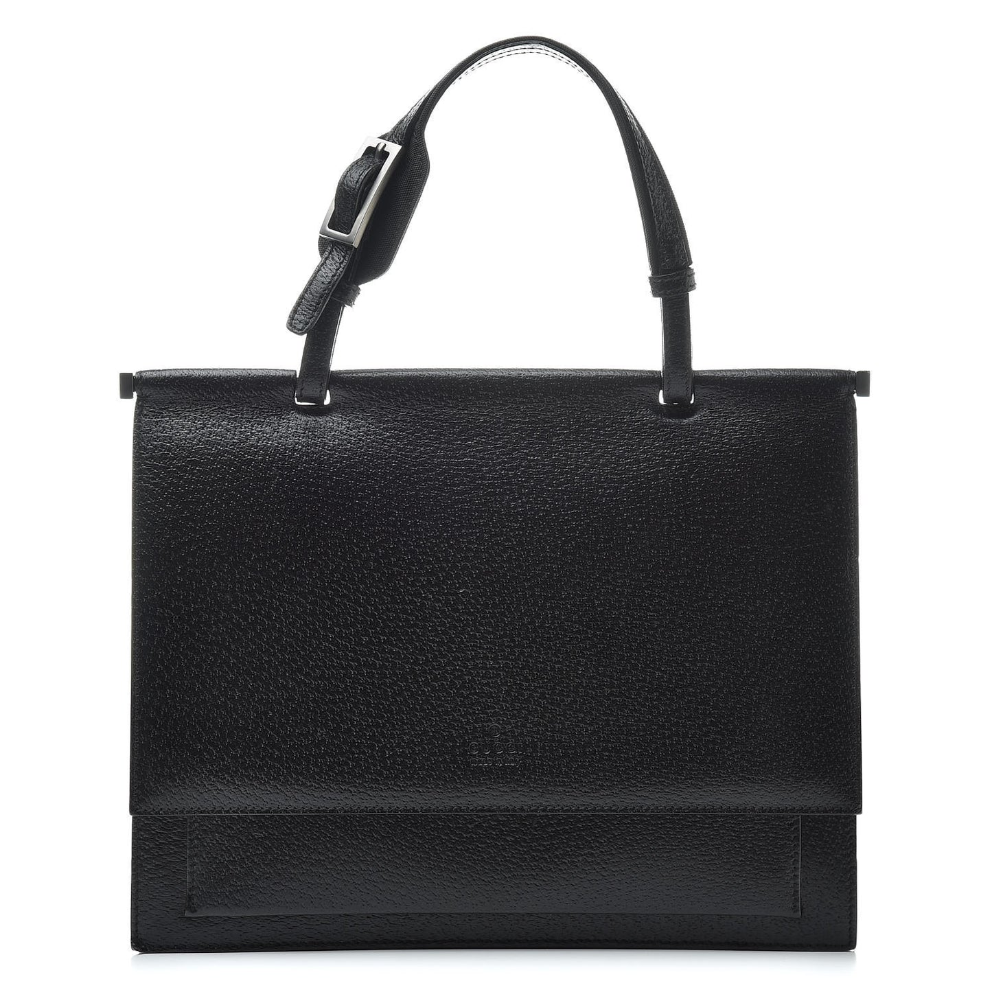 Pebbled Calfskin Top Handle Bag Black