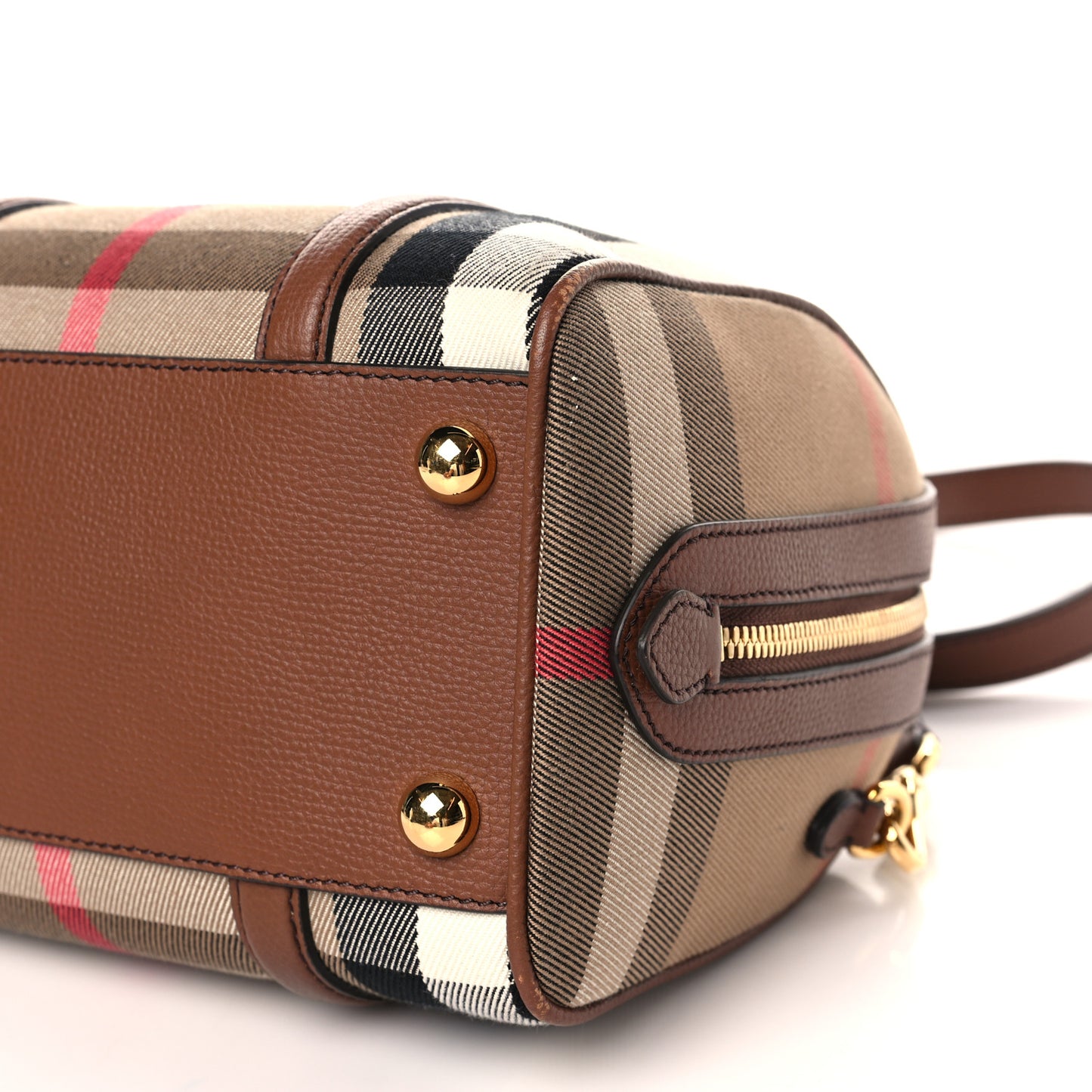 House Check Derby Calfskin Small Alchester Bowling Bag Honey Tan