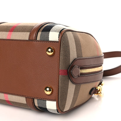 Burberry House Check Derby Calfskin Small Alchester Bowling Bag Honey Tan 9 of 9