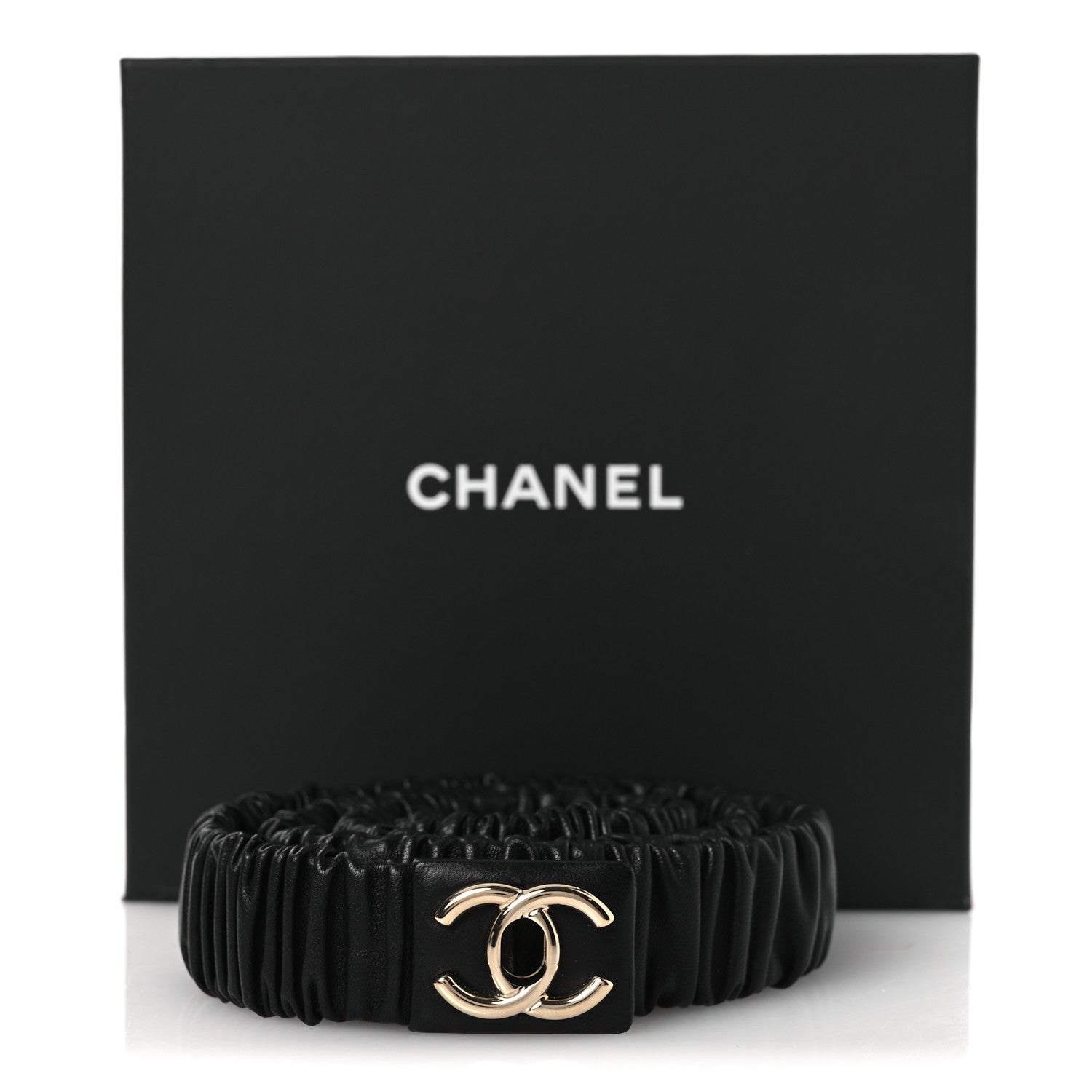 Chanel Lambskin Ruched Turn Lock CC Belt 95 38 Black 4 of 4