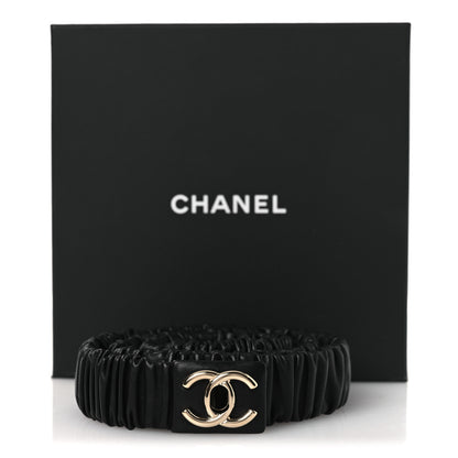 Chanel Lambskin Ruched Turn Lock CC Belt 95 38 Black 4 of 4