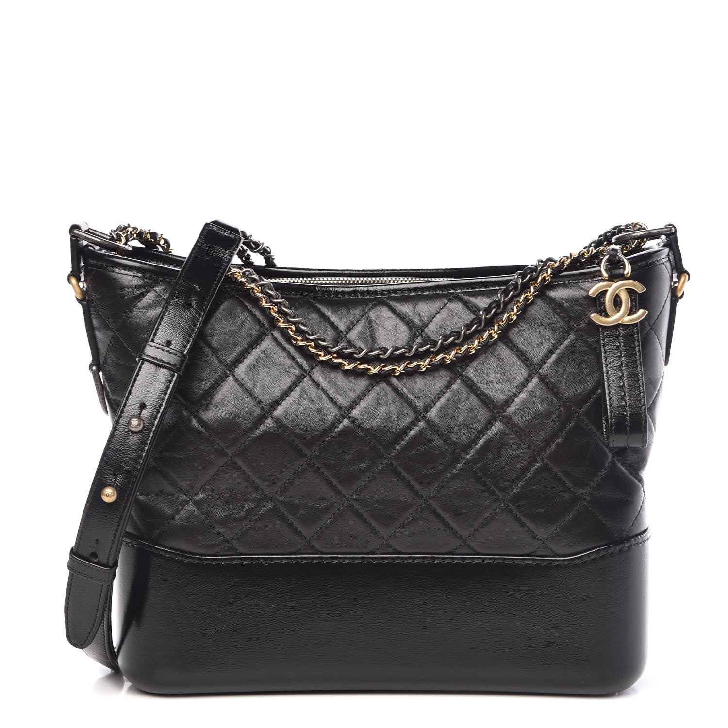 Chanel Aged Calfskin Quilted Medium Gabrielle Hobo Black 1 of 13