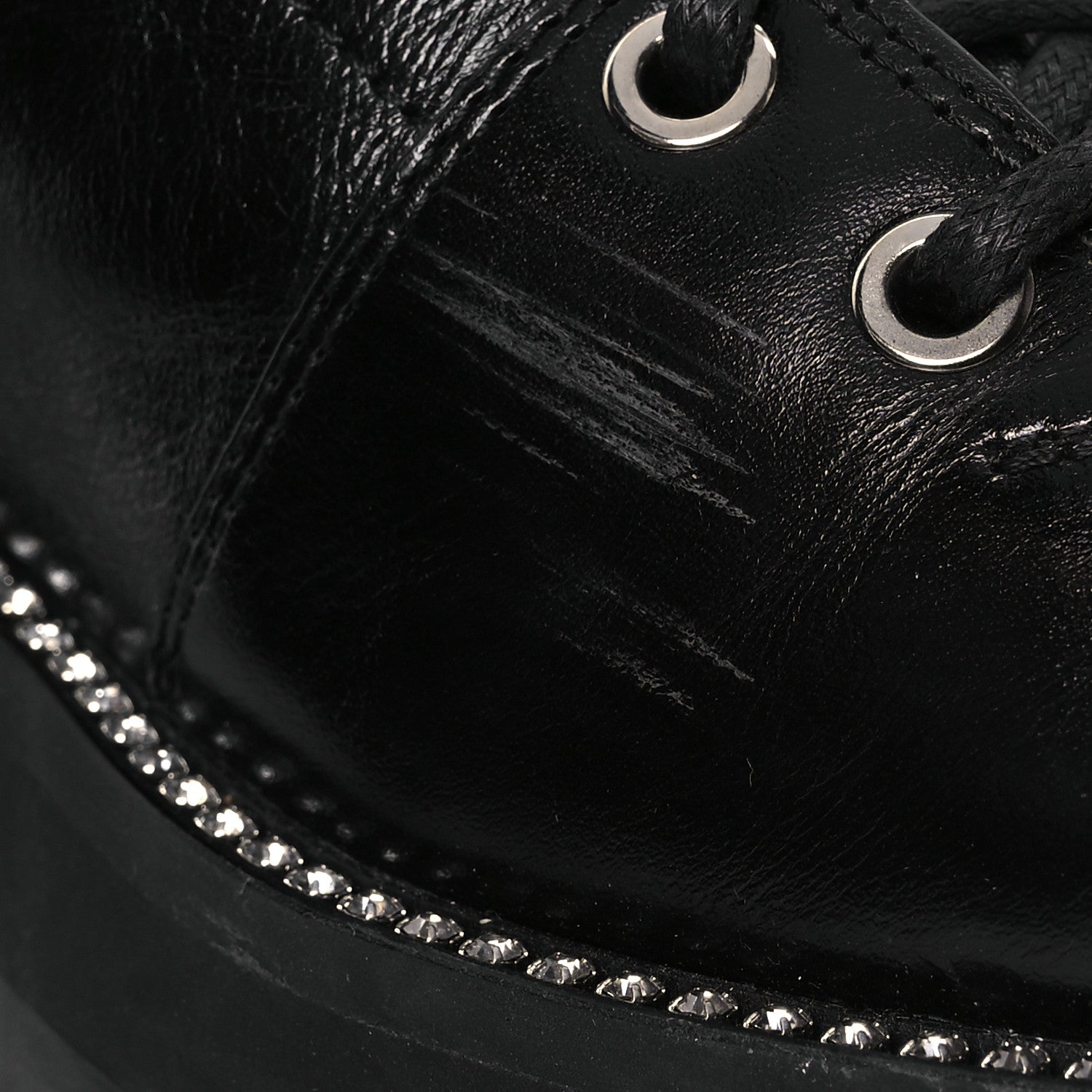 Jimmy Choo Calfskin Crystal Embellished Colby Combat Boots 39.5 Black 10 of 13