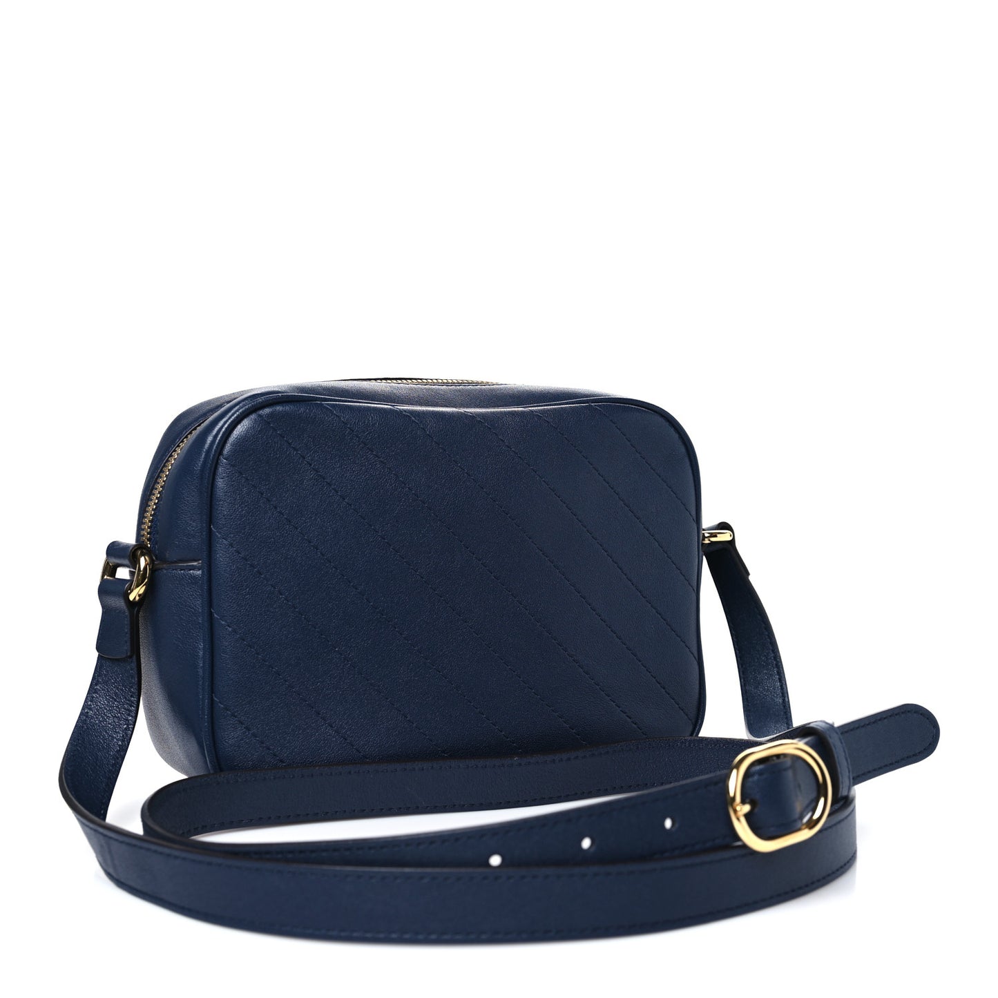 Sakai Be Green Calfskin Diagonal Stitched Small Blondie Shoulder Bag Blue Agata