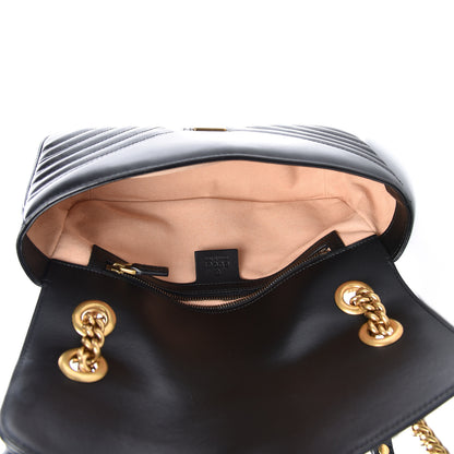Gucci Calfskin Matelasse Small GG Marmont Shoulder Bag Black 5 of 13