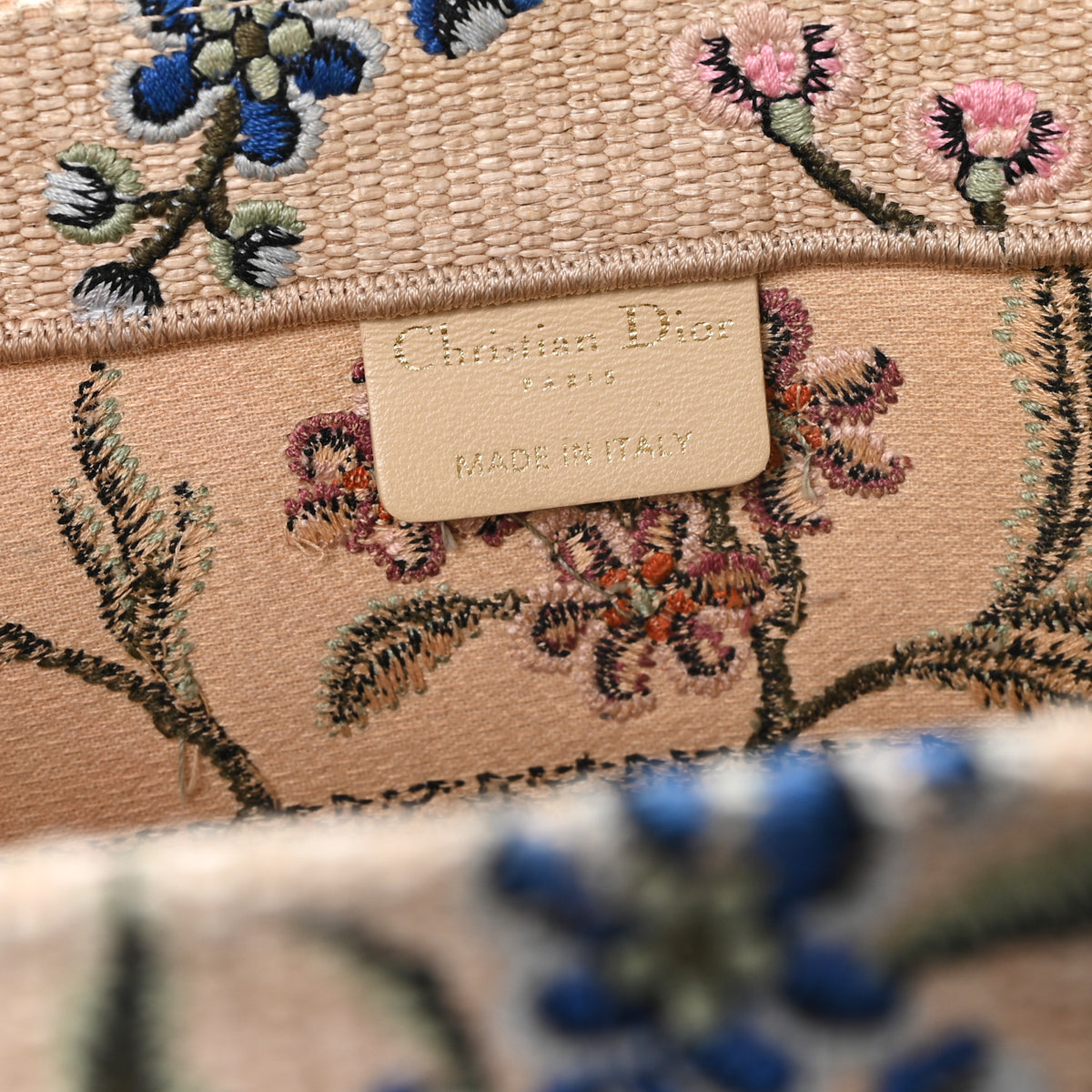 Christian Dior Raffia Embroidered Petites Fleurs Medium Book Tote Natural 6 of 12