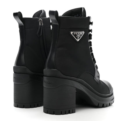Prada Spazzolato Re-Nylon Metal Triangle Logo Lace Up 85mm Boots Black 4 of 9