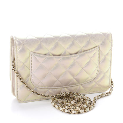 Chanel Iridescent Lambskin Quilted Wallet On Chain WOC Ivory 3 of 12
