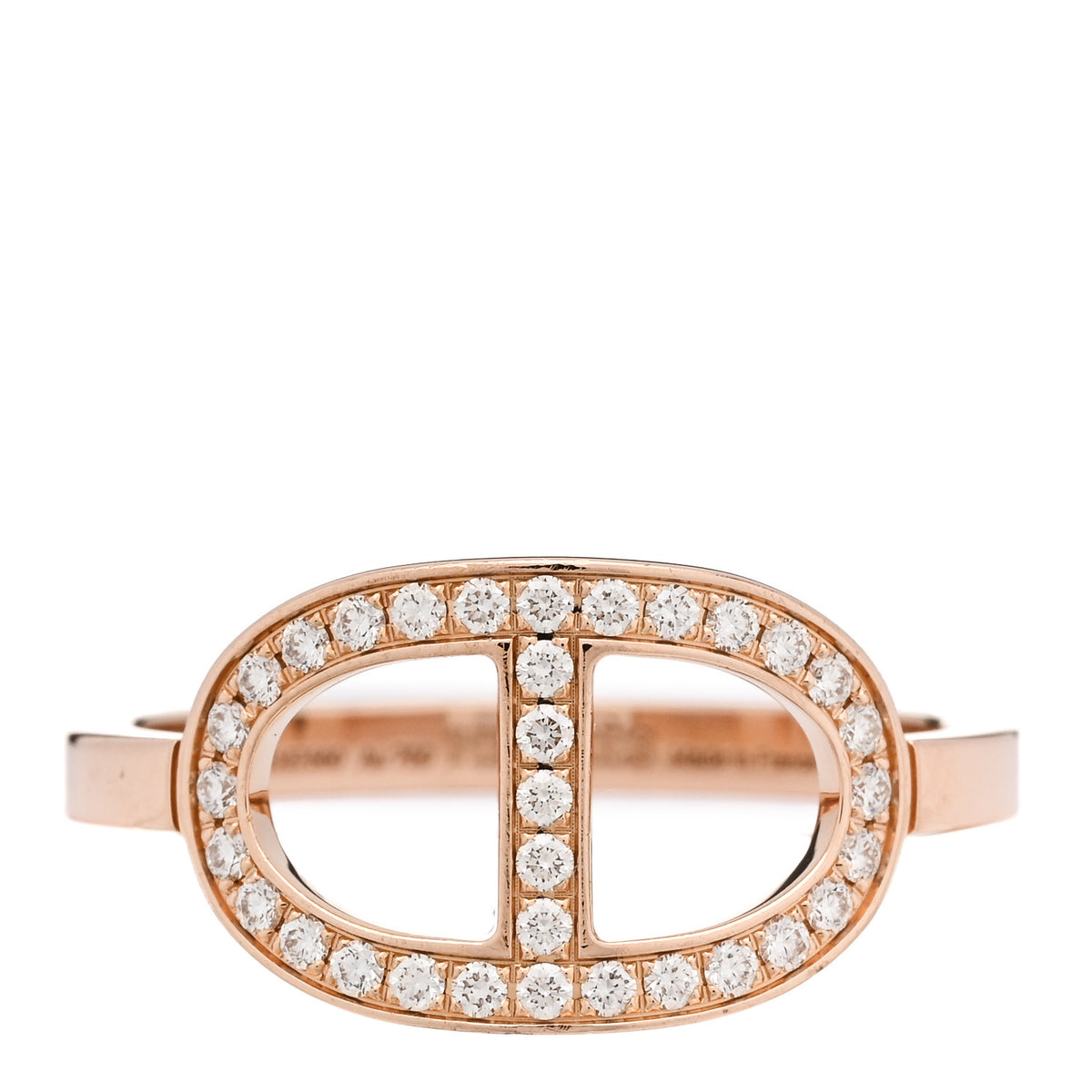 Hermes 18K Rose Gold Diamond MM Chaine d'Ancre Contour Ring 54 7 1 of 5