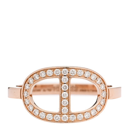Hermes 18K Rose Gold Diamond MM Chaine d'Ancre Contour Ring 54 7 1 of 5
