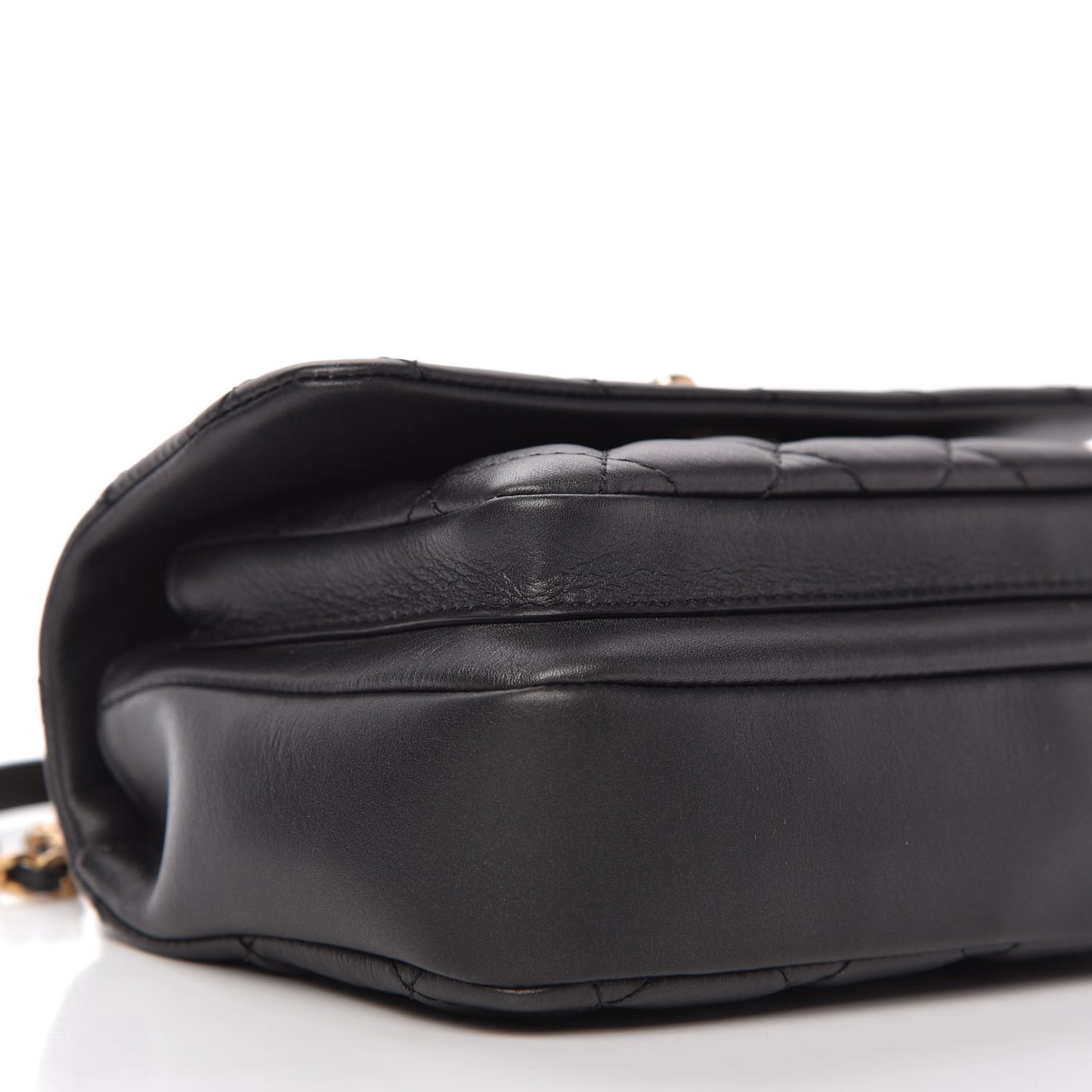 Calfskin Quilted Top Handle Flap Black