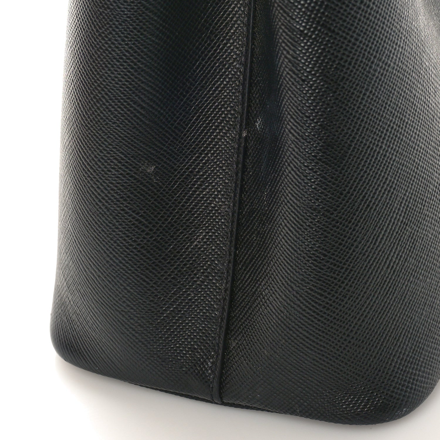 Prada Saffiano Cuir Small Double Bag Black Fuoco 10 of 10