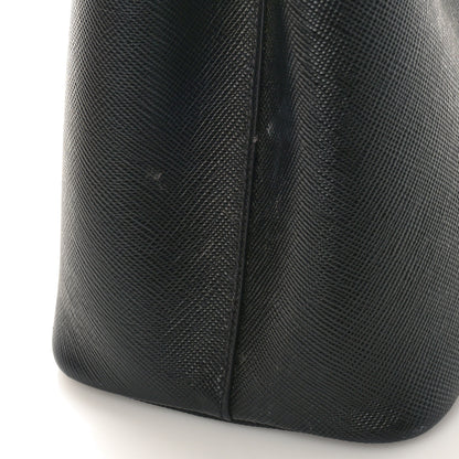 Prada Saffiano Cuir Small Double Bag Black Fuoco 10 of 10