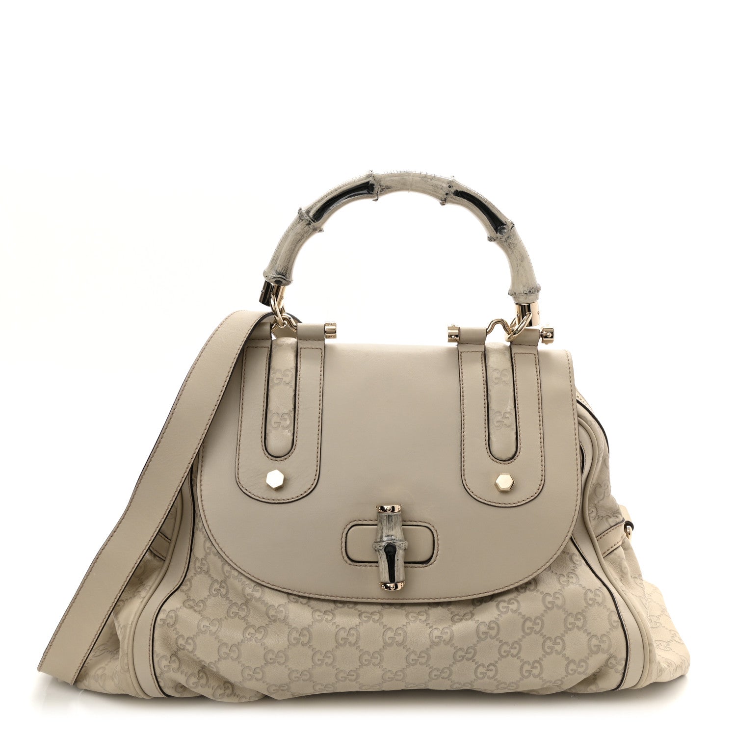 Gucci Guccissima Pop Bamboo Handle Tote Off White 1 of 10