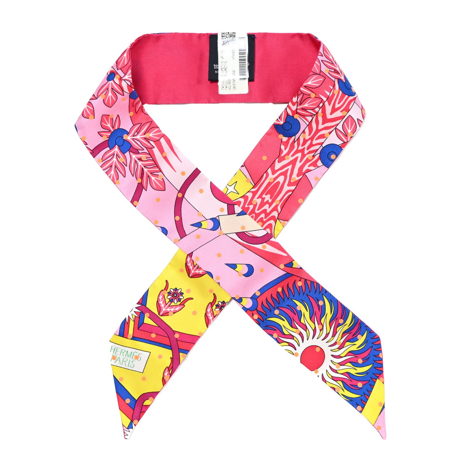 Hermes Silk Plumetis Upcycle Twilly Rose 1 of 9