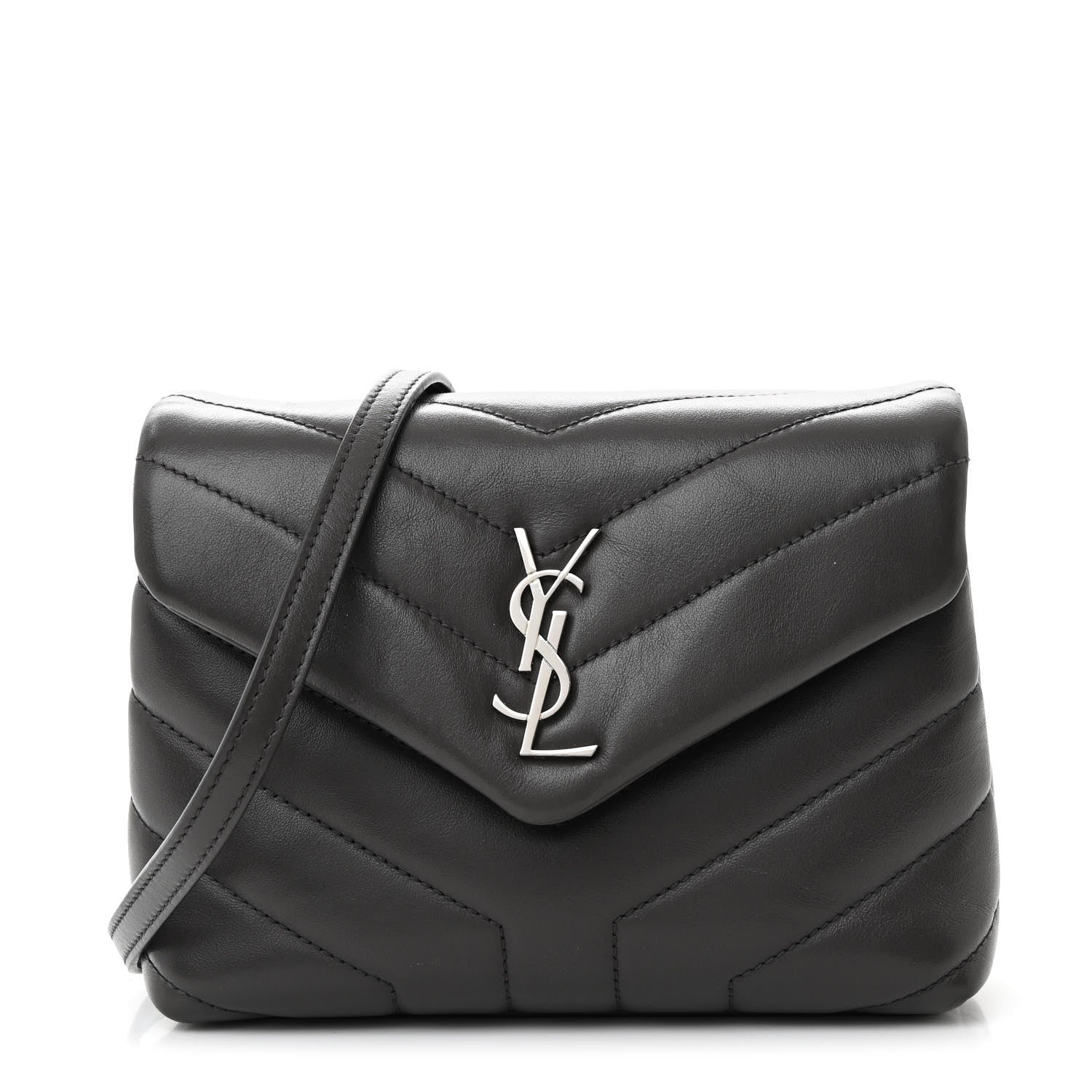 Saint Laurent Calfskin Y Quilted Monogram Toy Loulou Crossbody Bag Storm 1 of 11