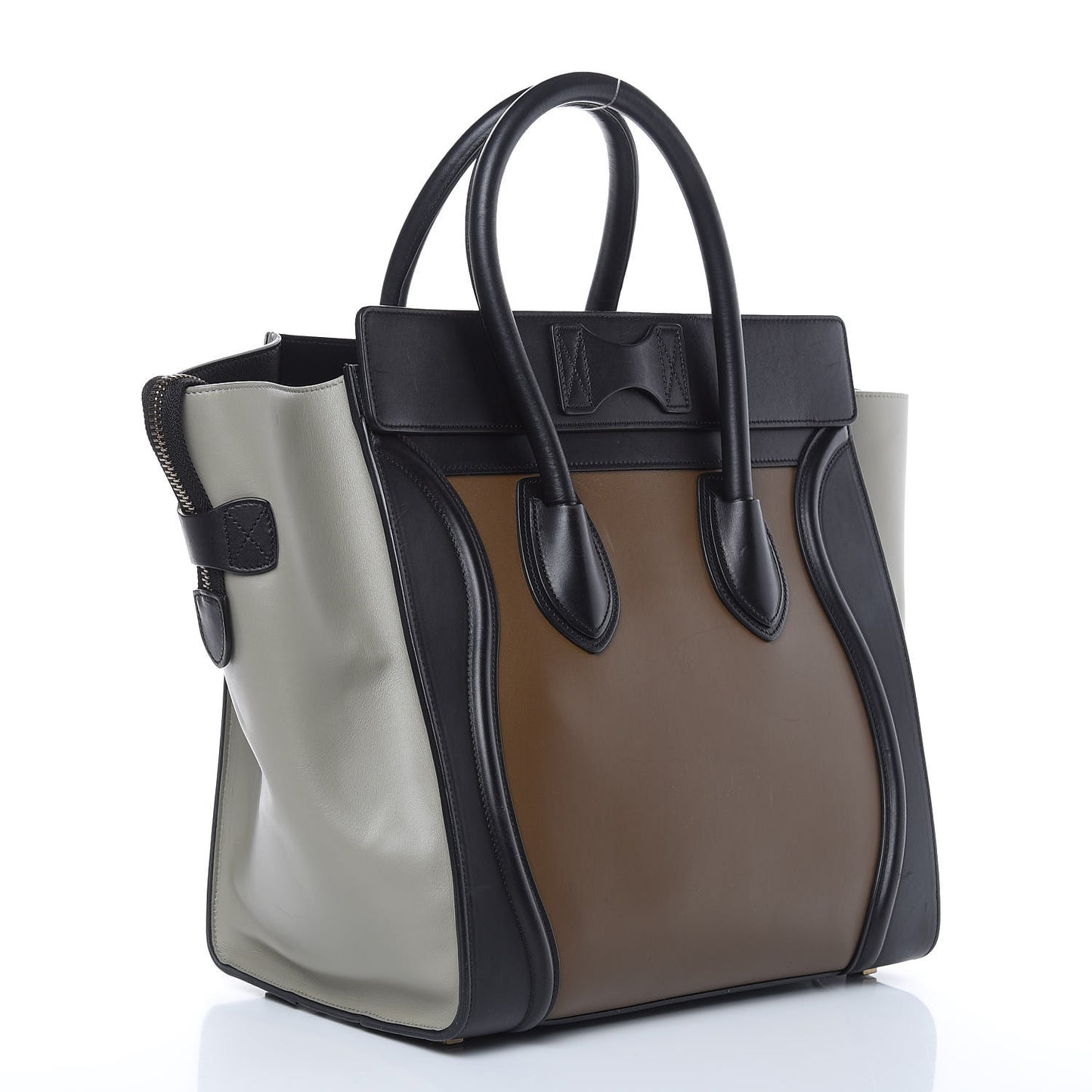 Satin Calfskin Mini Tri-Color Luggage Dark Grey