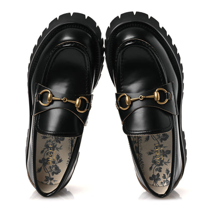 Gucci Cordovan Lux Womens Harald Horsebit 25mm Platform Loafers 38 Black 2 of 12