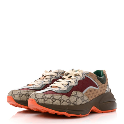 Gucci GG Supreme Monogram Mix Monogram Mens Rhyton Sneakers 10 Bordeaux Beige Ebony 4 of 10