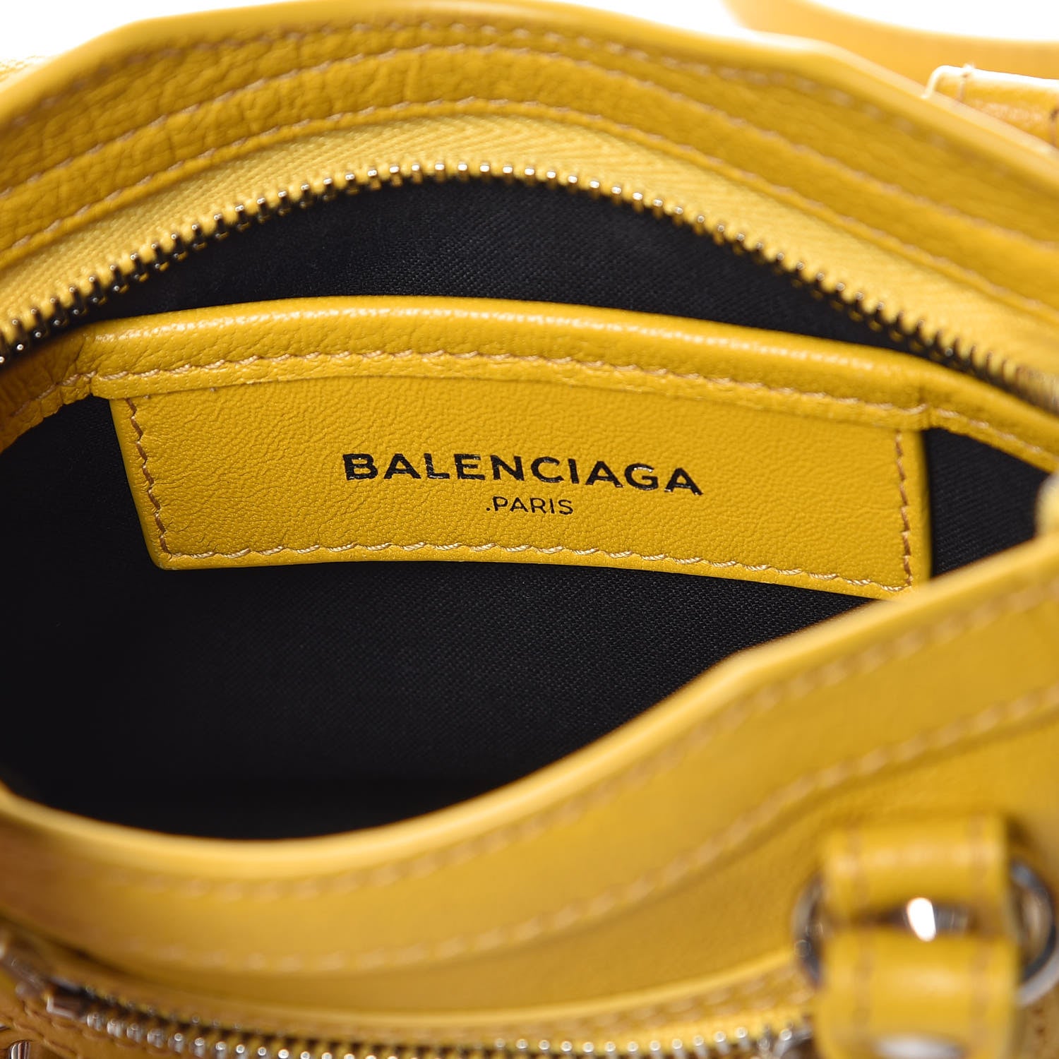 Balenciaga Chevre Silver Metallic Edge Hardware Nano City Jaune Epi 6 of 9