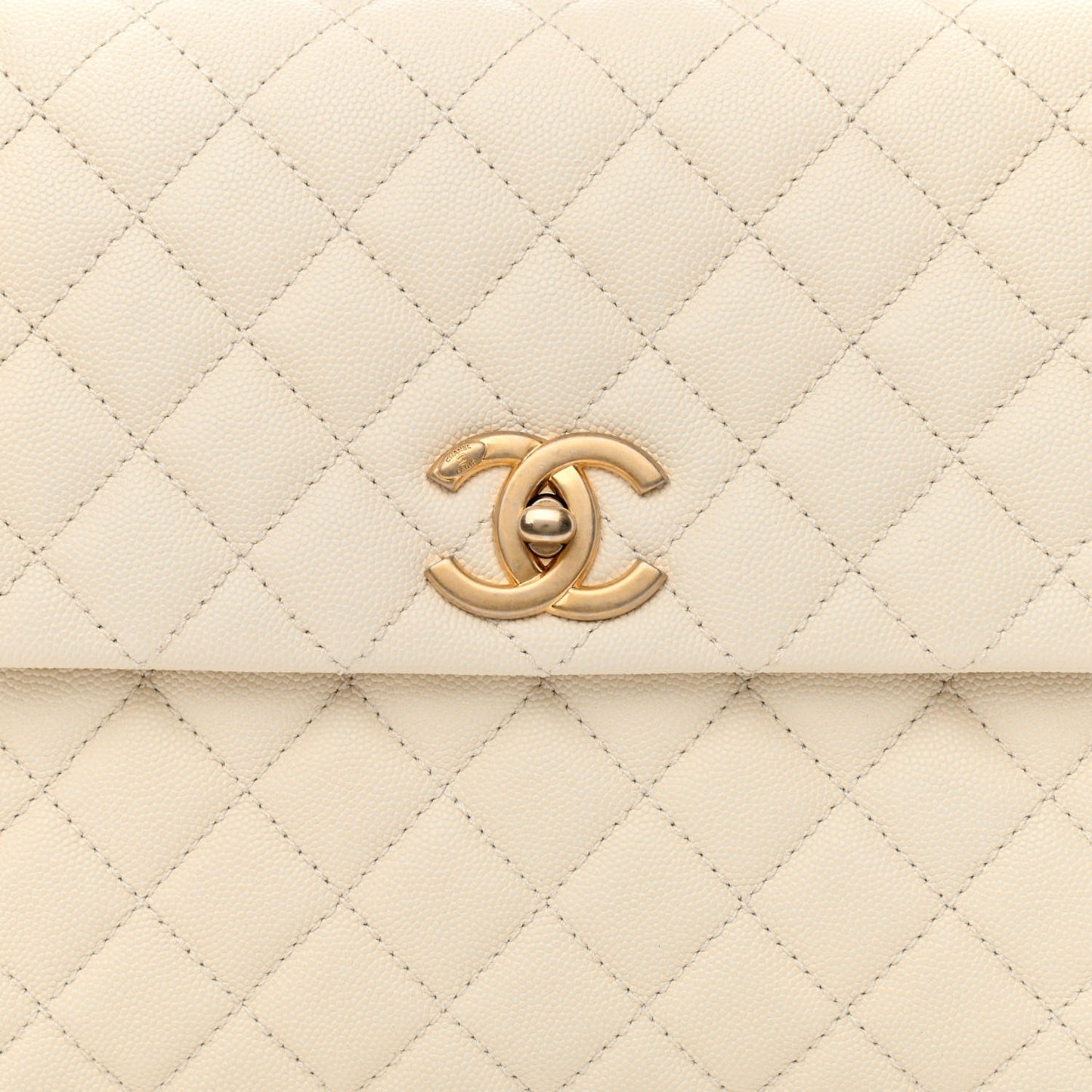 Caviar Lizard Quilted Medium Coco Handle Flap Ivory