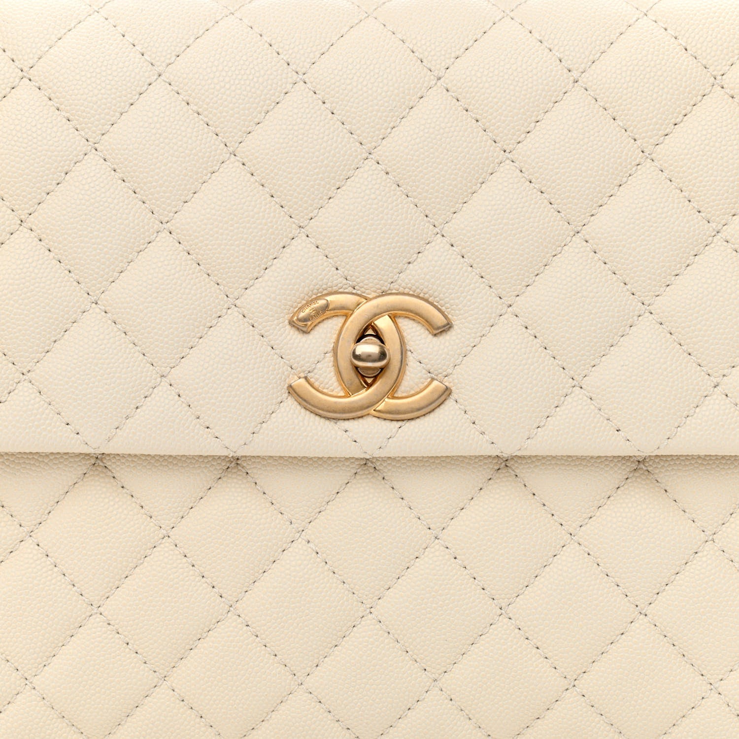 Chanel Caviar Lizard Quilted Medium Coco Handle Flap Ivory 8 of 10