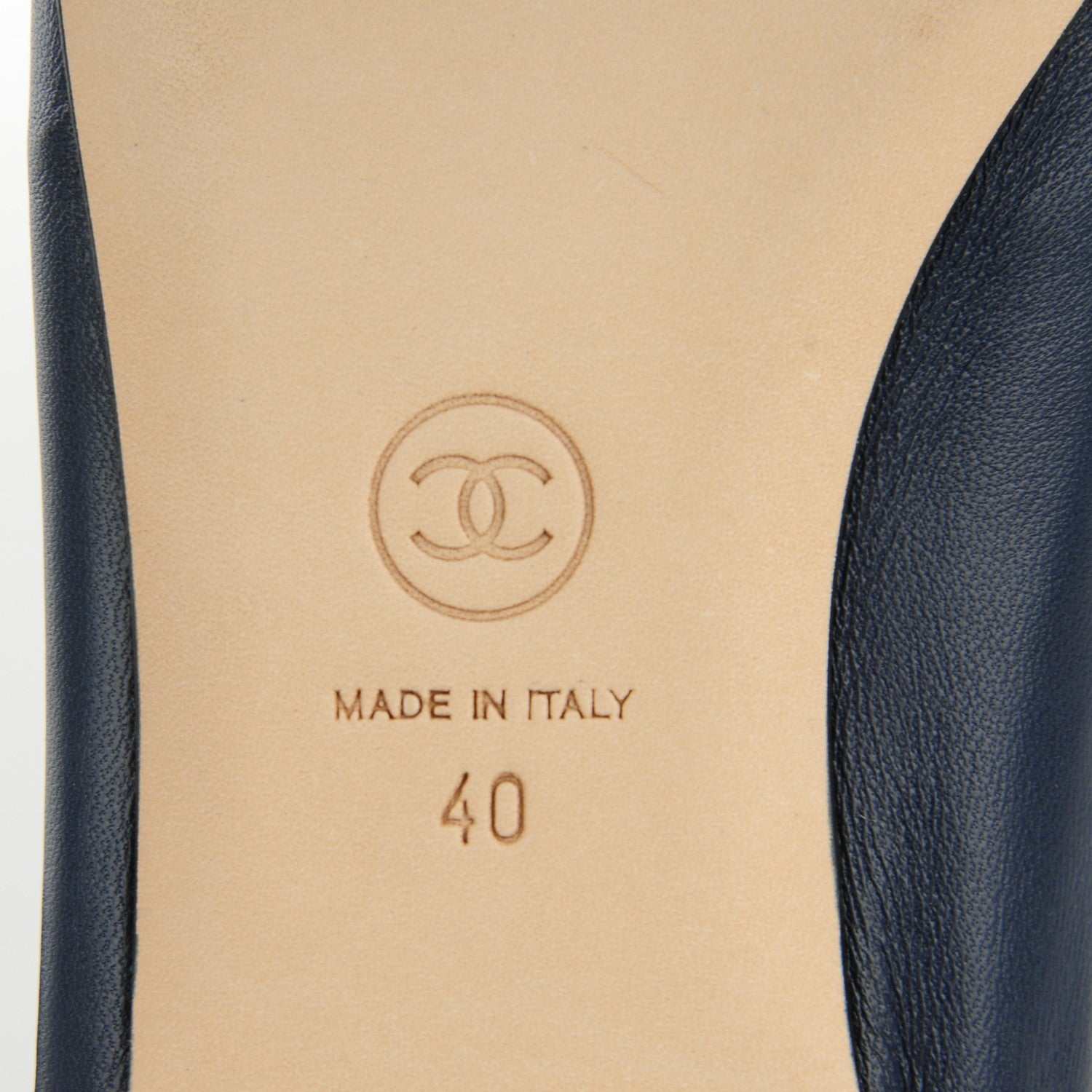 Chanel Lambskin Cap Toe CC Ballerina Flats 40 Navy Black 7 of 9