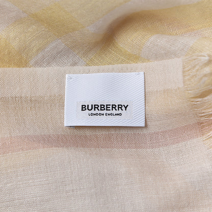 Burberry Wool Silk Gauze Giant Check Lightweight Scarf Primrose 4 of 6
