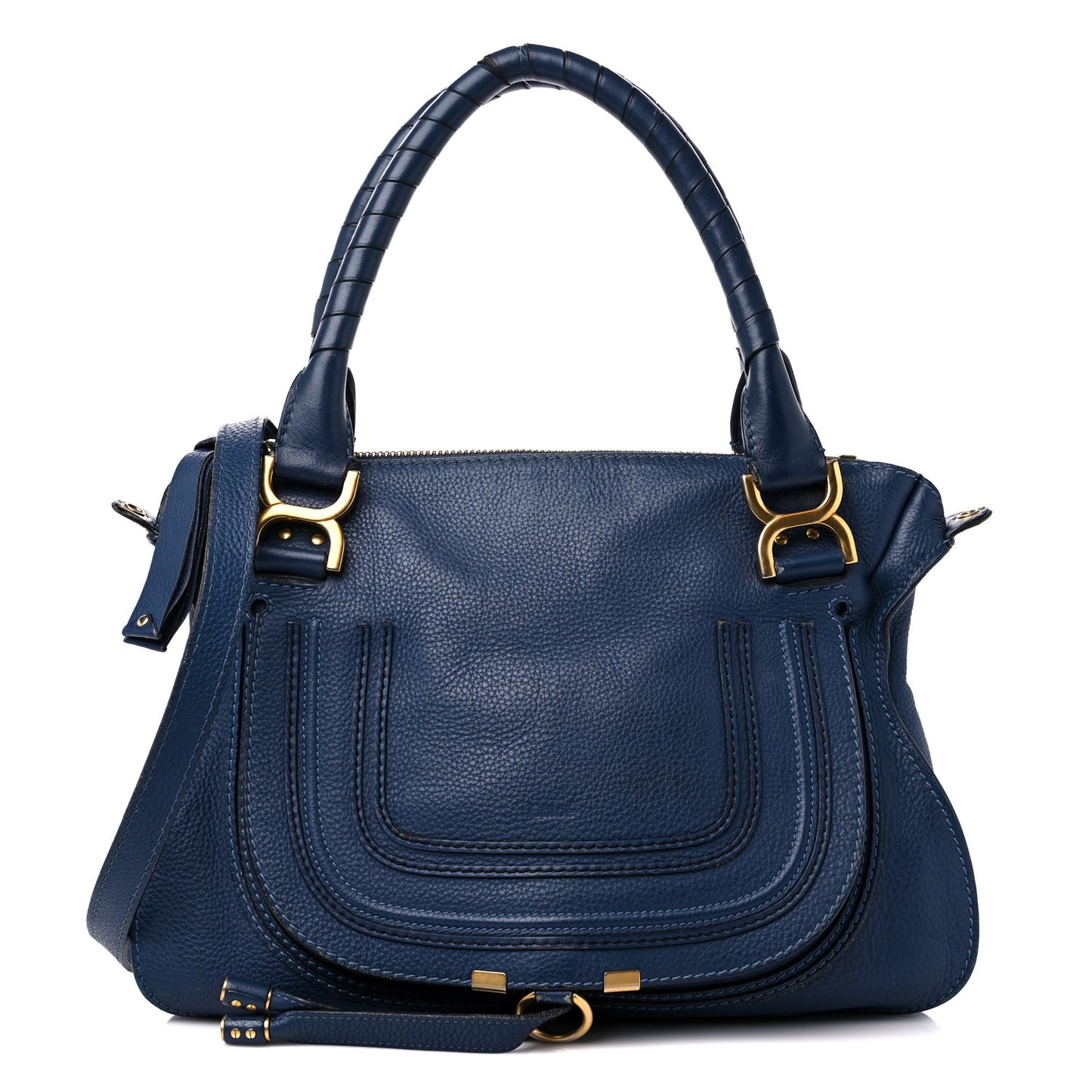 Calfskin Medium Marcie Satchel Royal Navy