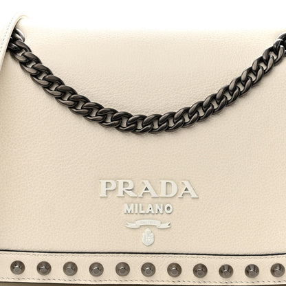Prada Glace Calfskin Studded Crossbody White 7 of 9