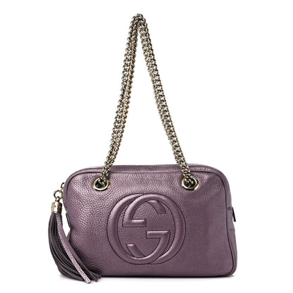 Gucci Metallic Pebbled Calfskin Small Soho Bowler Purple 1 of 12