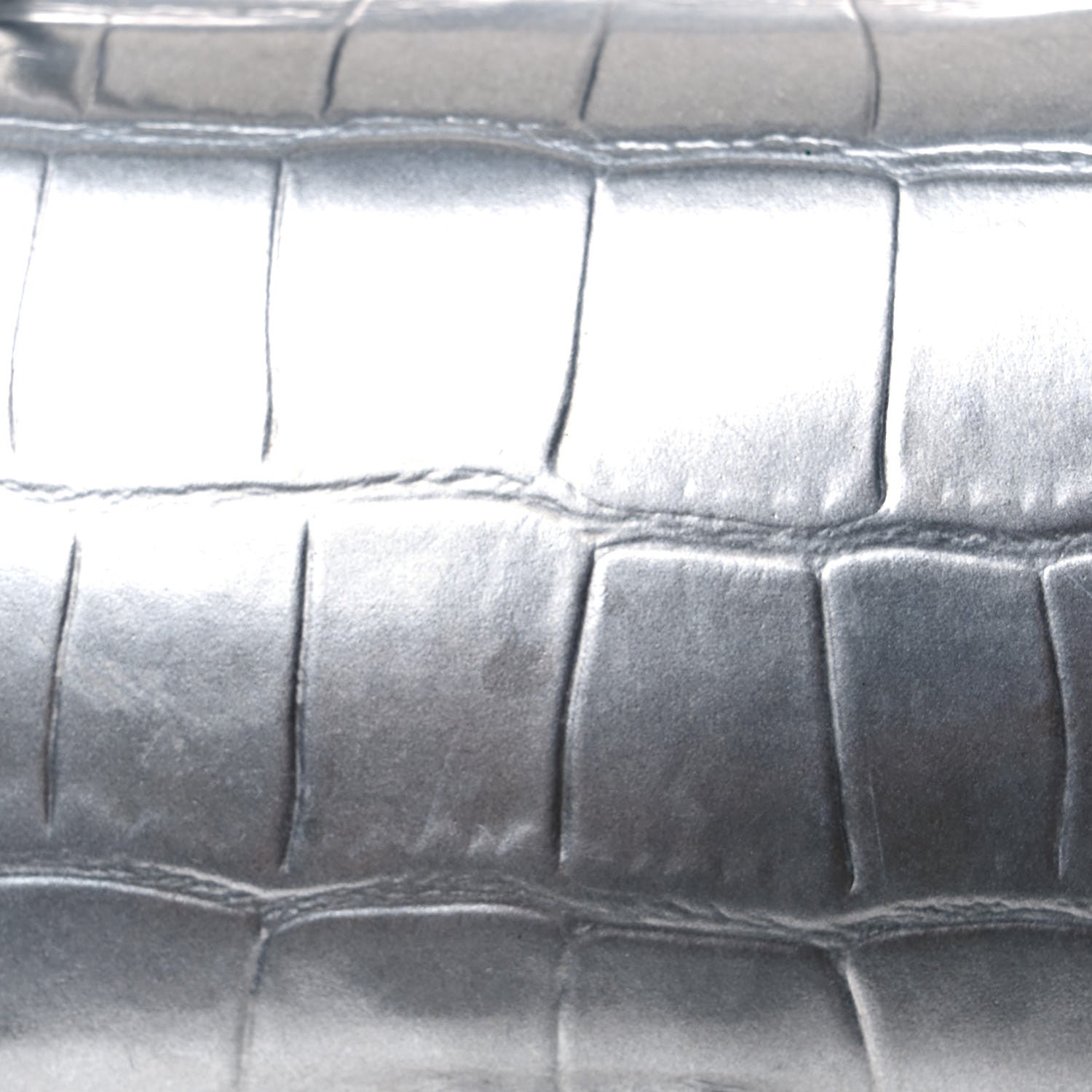 Balenciaga Metallic Calfskin Crocodile Embossed Hourglass Top Handle Bag XS Silver 12 of 14
