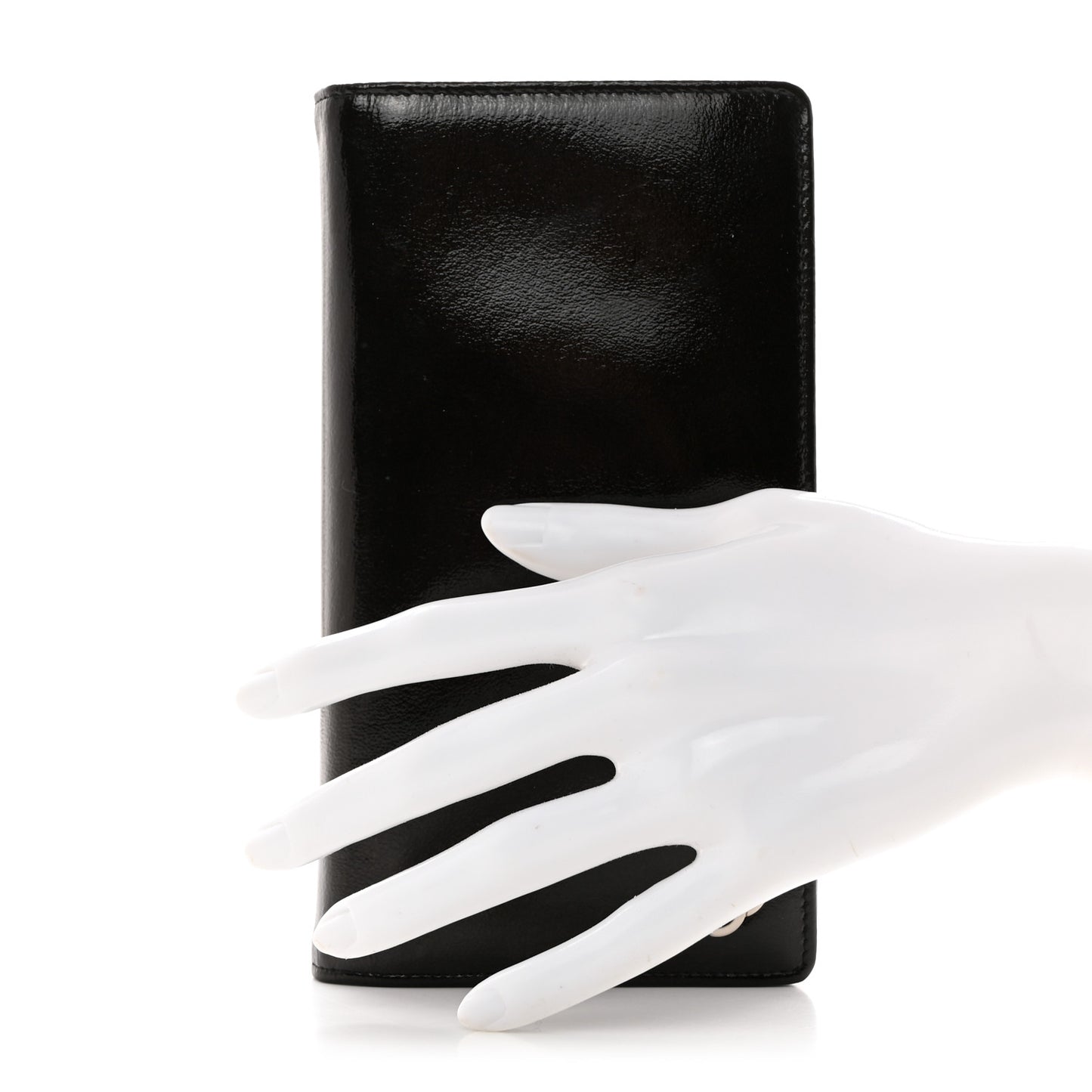 Grained Patent CC Yen Wallet Black