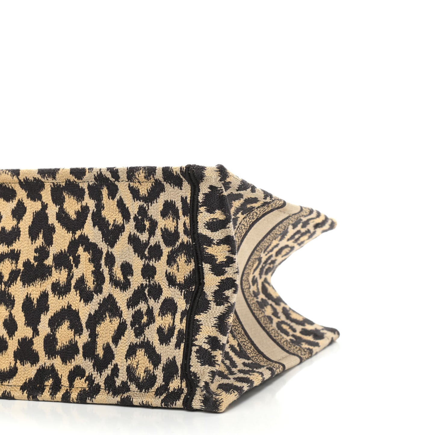 Canvas Mizza Embroidered Medium Leopard Book Tote Beige