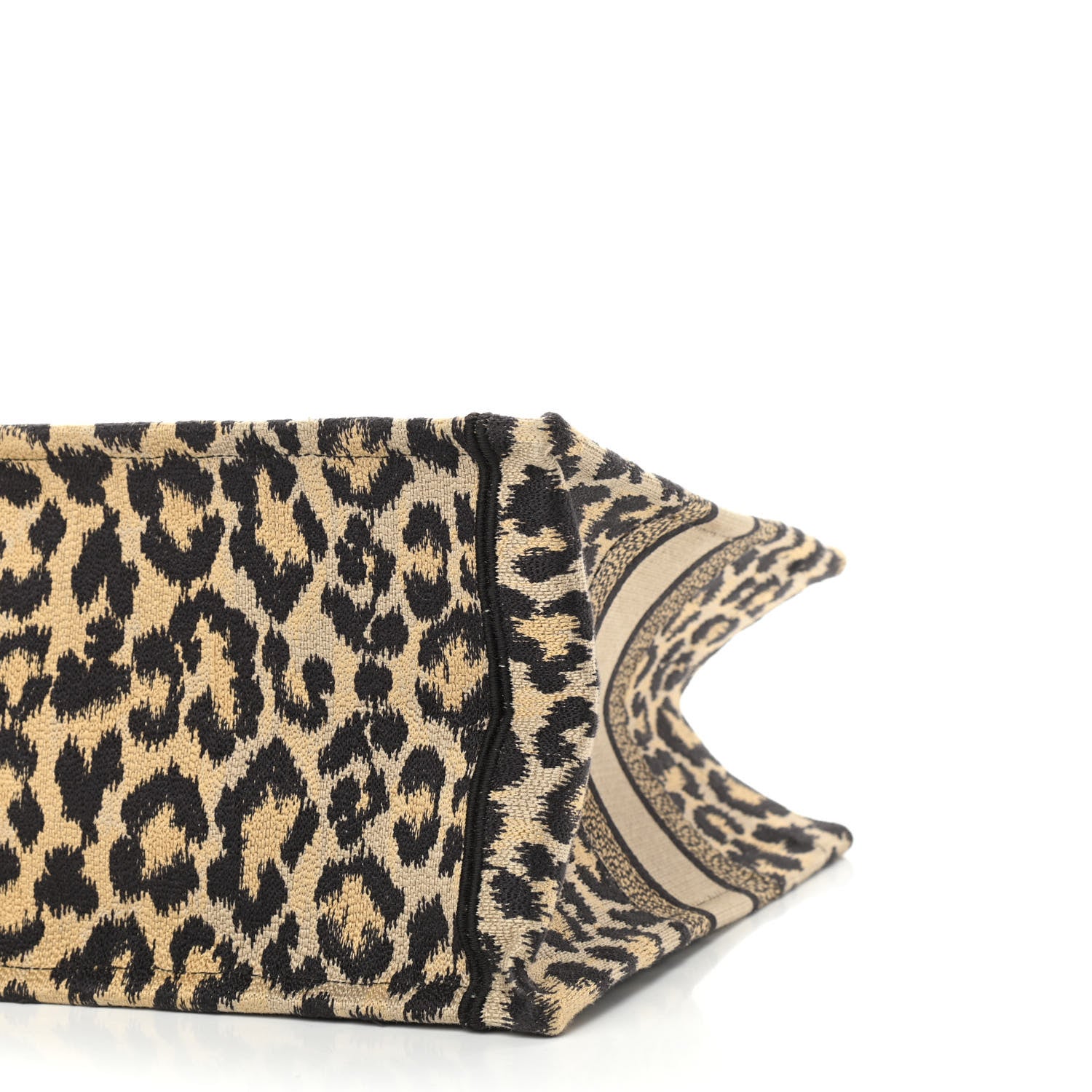 Christian Dior Canvas Mizza Embroidered Medium Leopard Book Tote Beige 10 of 14