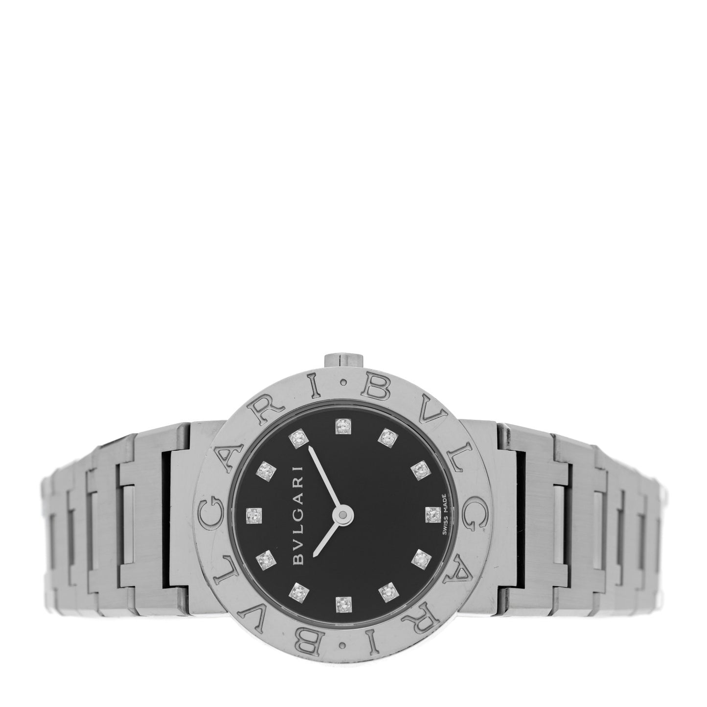 Stainless Steel Diamond 26mm Quartz Watch Black