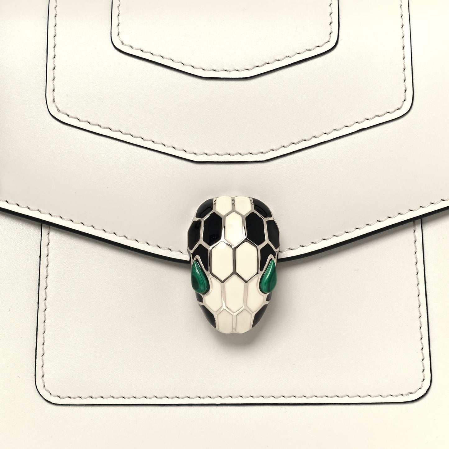 Calfskin Serpenti Forever Top Handle White