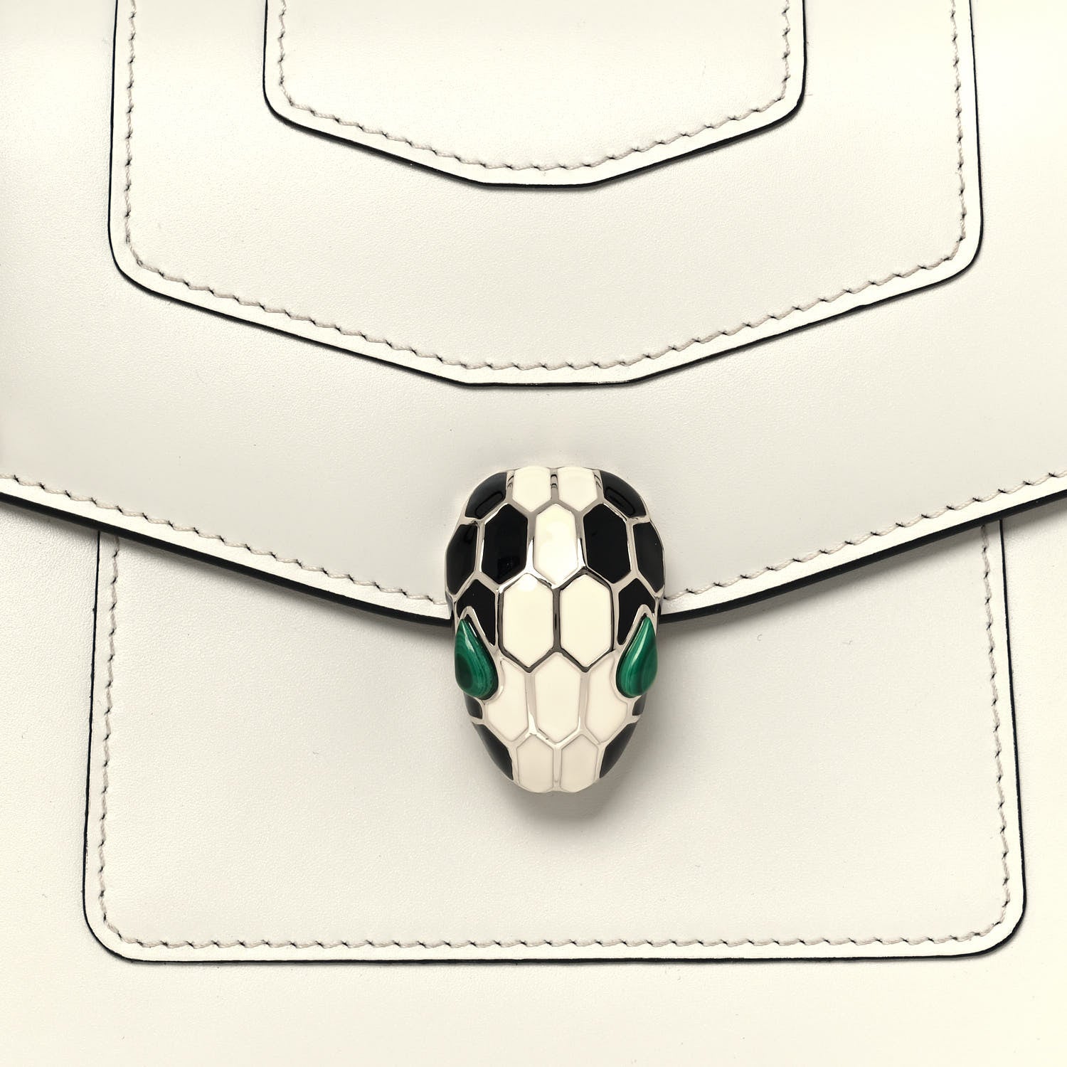 Bulgari Calfskin Serpenti Forever Top Handle White 6 of 11