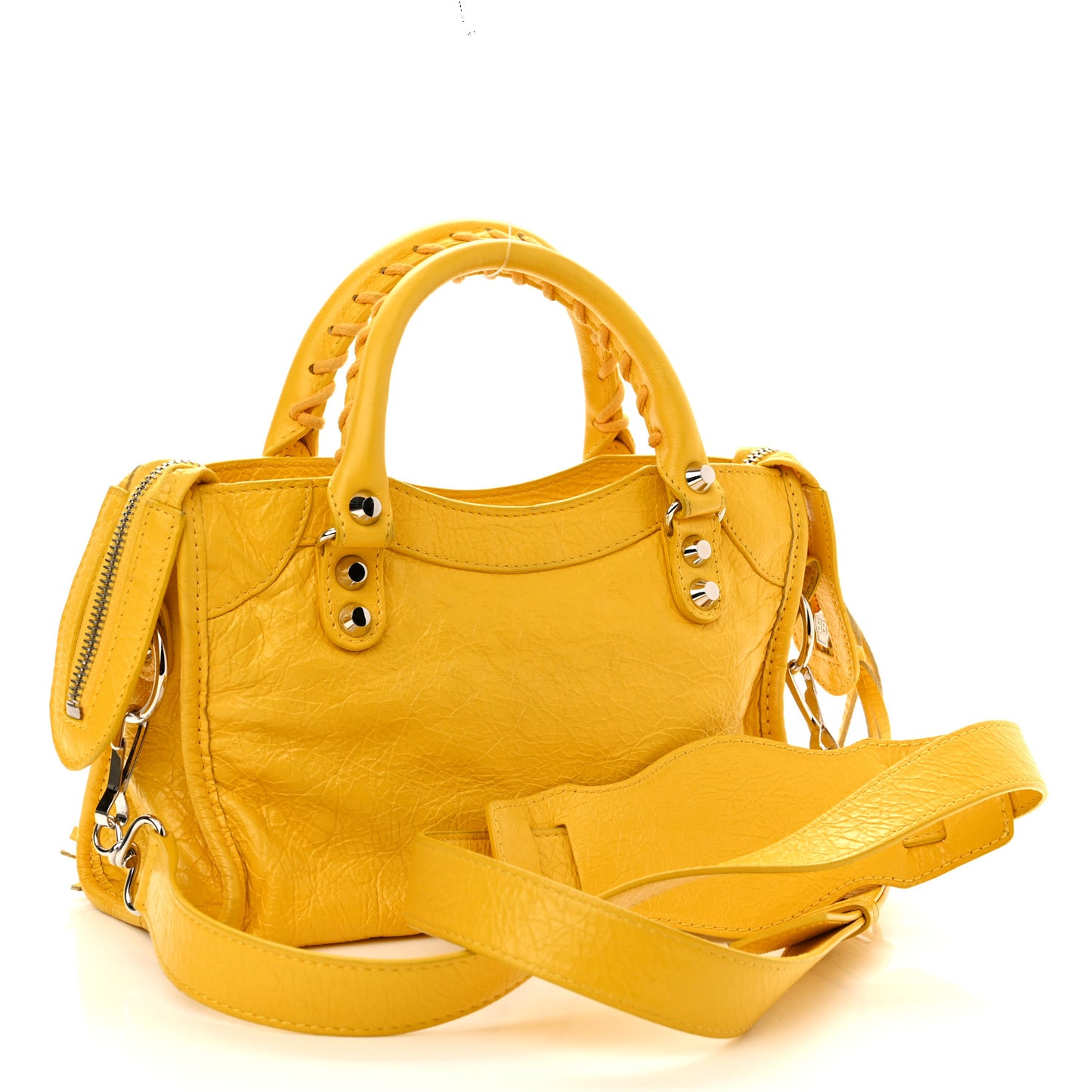 Agneau Classic Silver Hardware Mini City Yellow