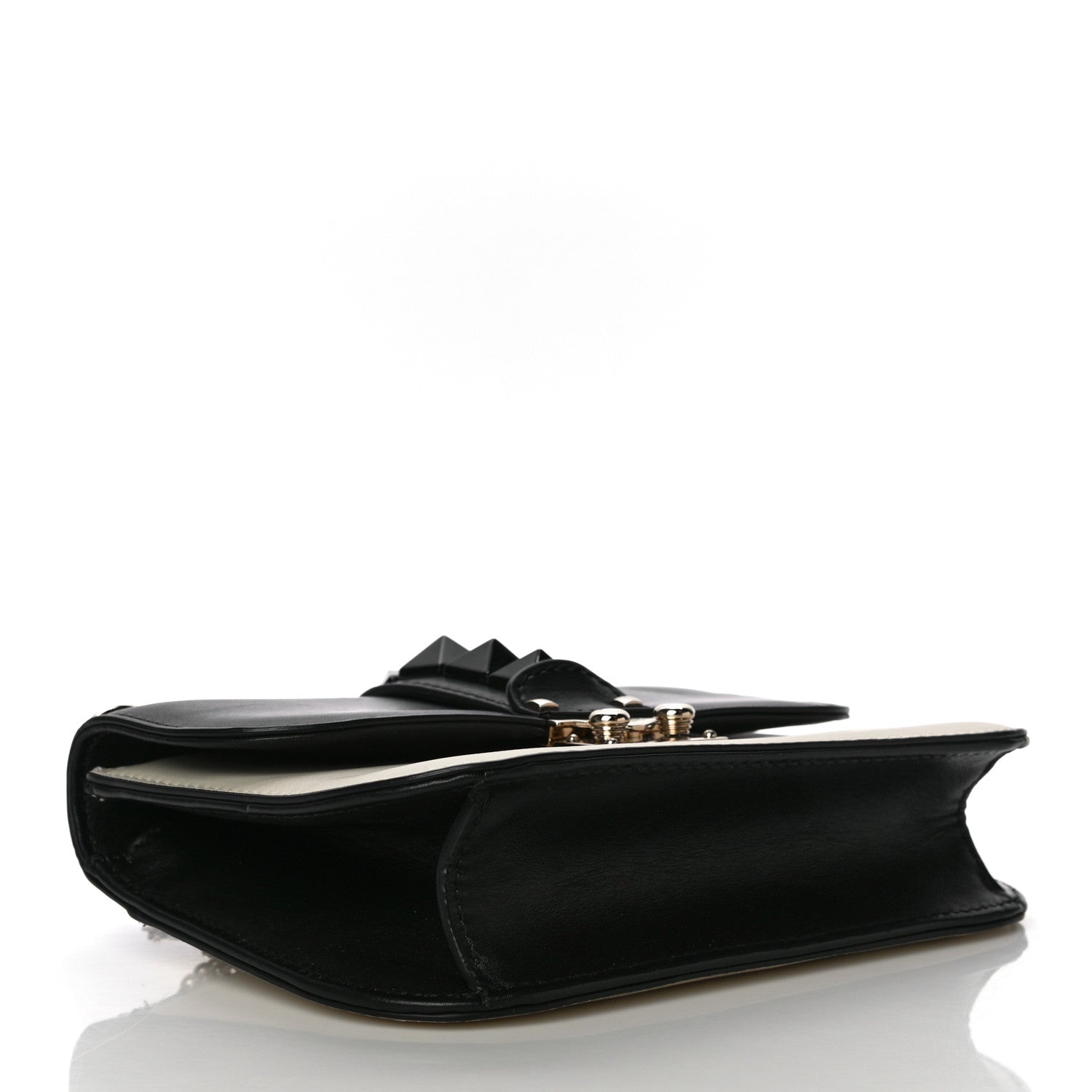 Valentino Garavani Vitello Small Glam Lock Rockstud Flap Black Light Ivory 3 of 17