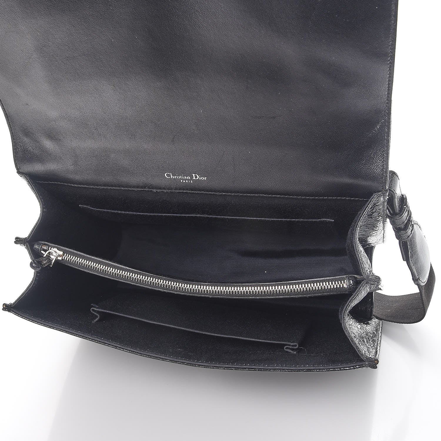 Christian Dior Ceramic Effect Deerskin Diorama Satchel Black 5 of 8